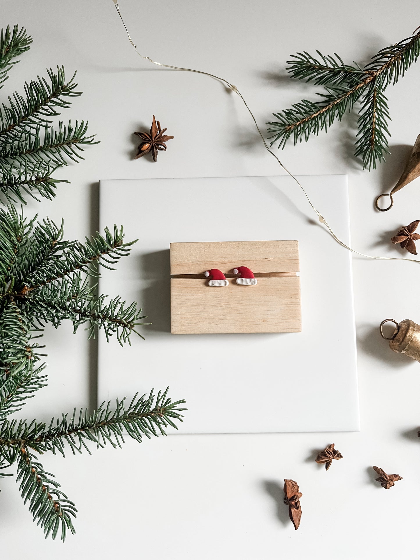 Tiny Santa Hat Studs