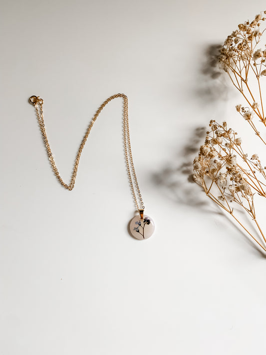 Pressed Forget Me Not Necklace